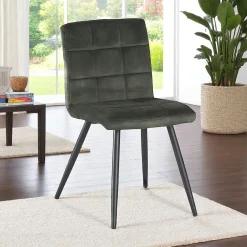 Chaise en velours capitonné kaki MALMOE (lot de 2)