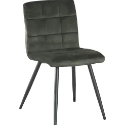 Chaise en velours capitonné kaki MALMOE (lot de 2)