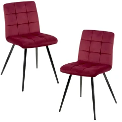 Chaise en velours capitonné rouge bordeaux MALMOE (lot de 2)