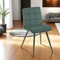Chaise en velours capitonné vert MALMOE (lot de 2)