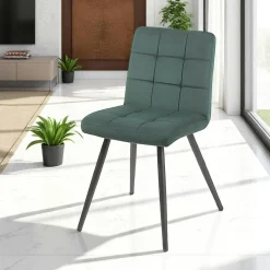 Chaise en velours capitonné vert MALMOE (lot de 2)