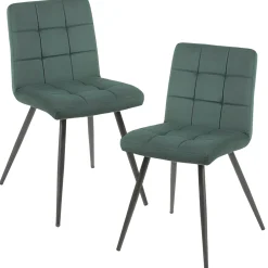 Chaise en velours capitonné vert MALMOE (lot de 2)