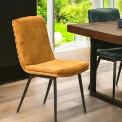 Chaise en velours doré à double coussinage (lot de 2) OKA