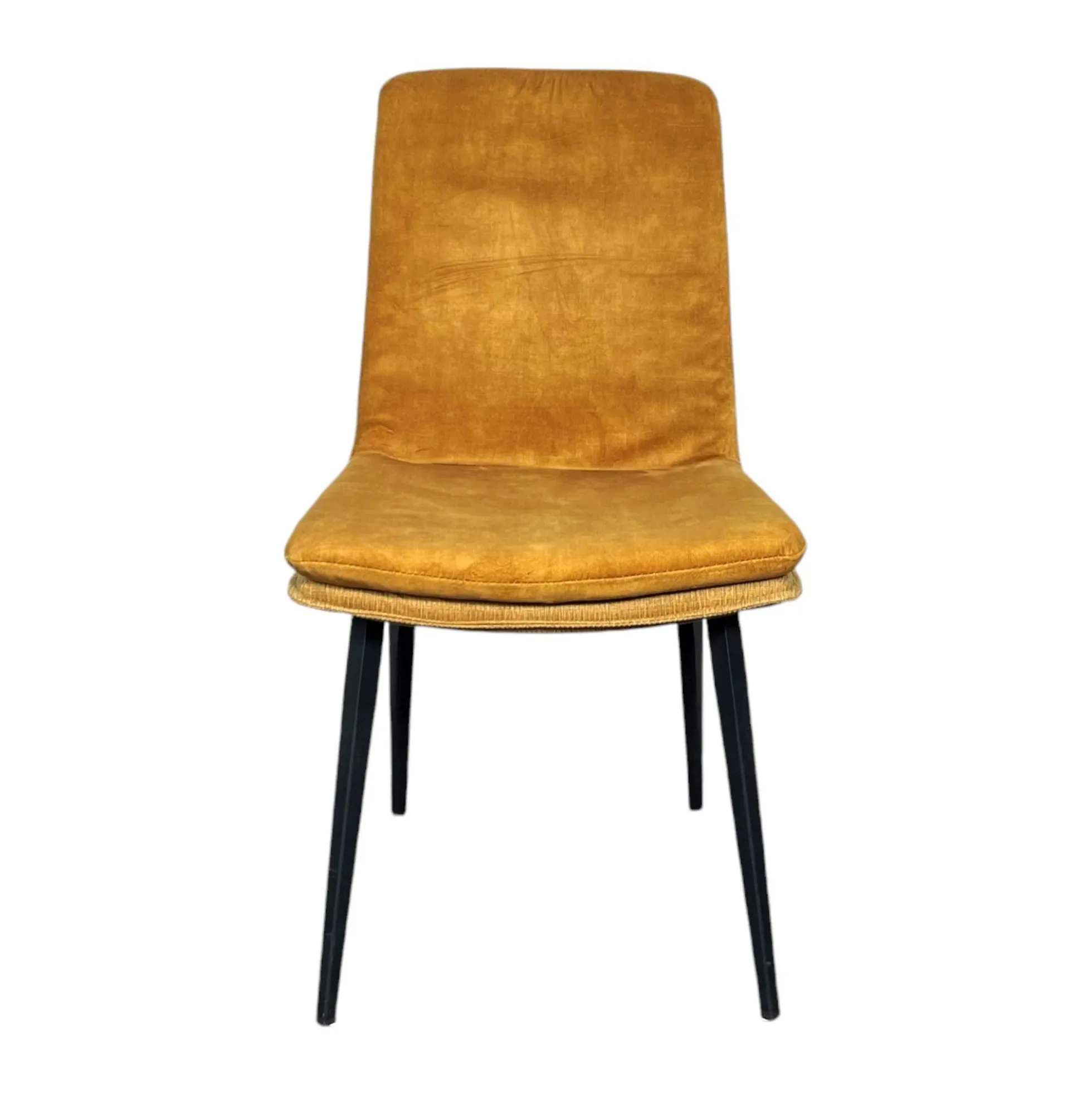 Chaise en velours doré à double coussinage (lot de 2) OKA