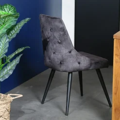 Chaise en velours gris anthracite (lot de 2) MALMOE
