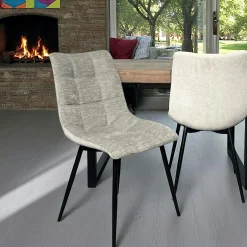 Chaise en velours gris clair motif damier (lot de 2) PALERME