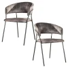 Chaise en velours gris à dossier rond (lot de 2) MELBOURNE