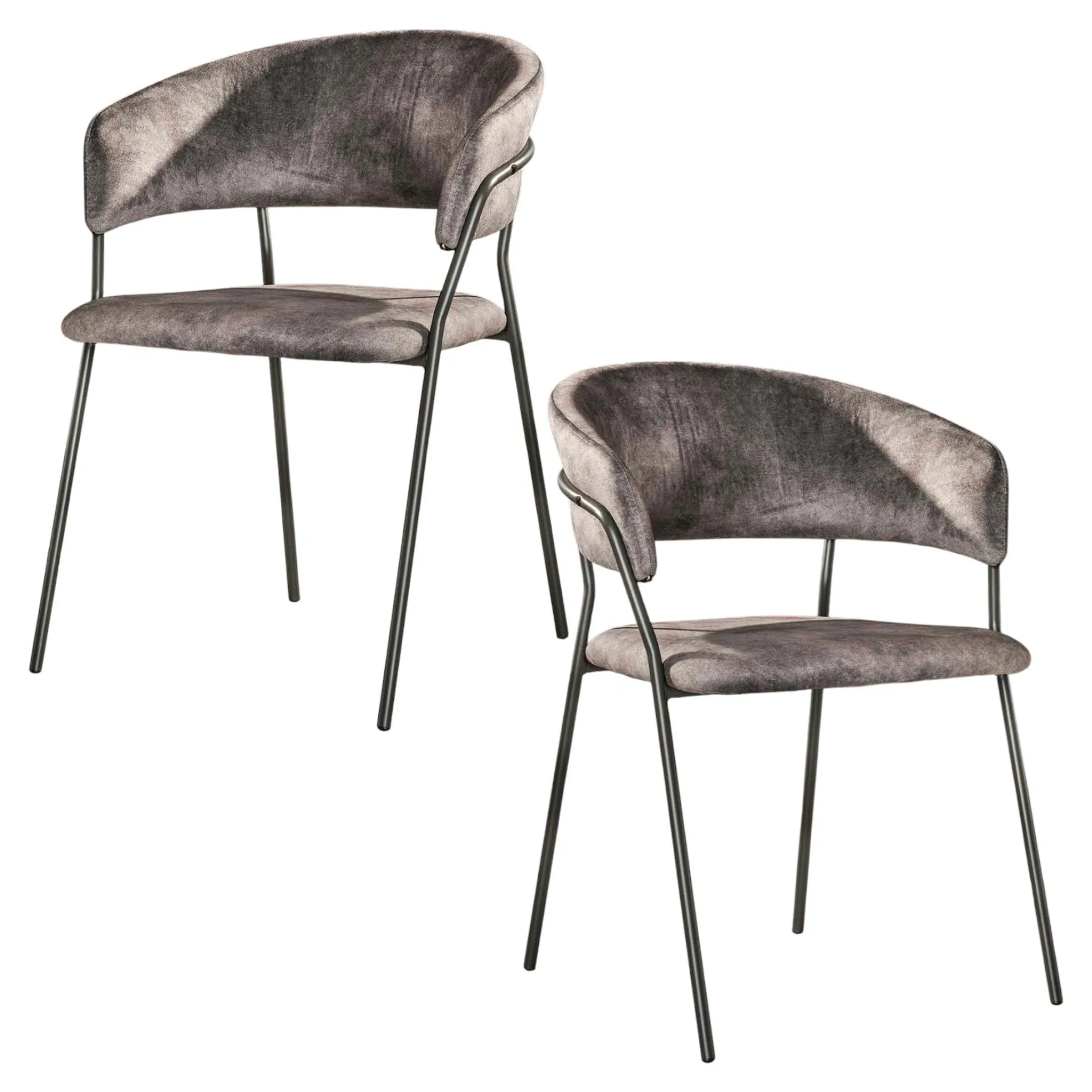 Chaise en velours gris à dossier rond (lot de 2) MELBOURNE