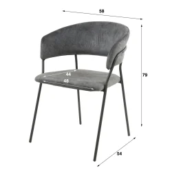Chaise en velours gris à dossier rond (lot de 2) MELBOURNE