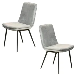 Chaise en velours gris à double coussinage (lot de 2) OKA