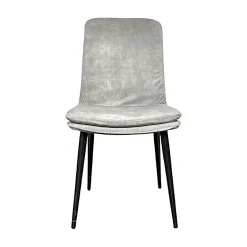 Chaise en velours gris à double coussinage (lot de 2) OKA