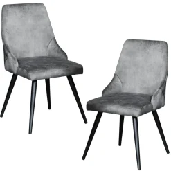 Chaise en velours gris (lot de 2) MALMOE