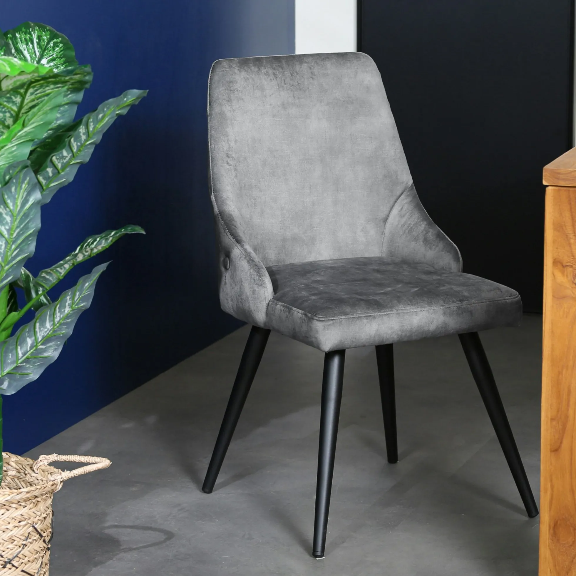Chaise en velours gris (lot de 2) MALMOE