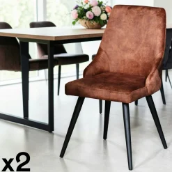 Chaise en velours havane (lot de 2) MALMOE