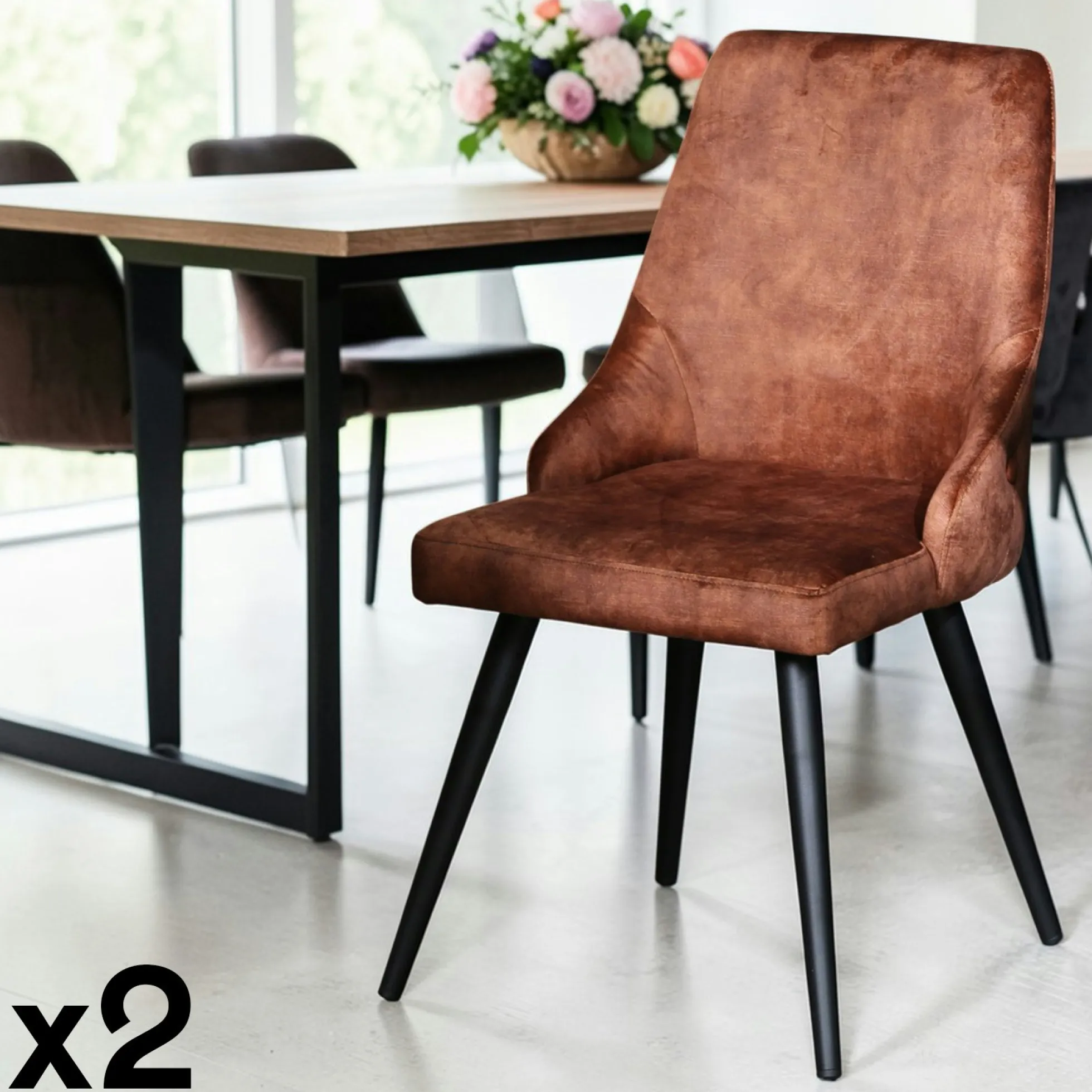 Chaise en velours havane (lot de 2) MALMOE
