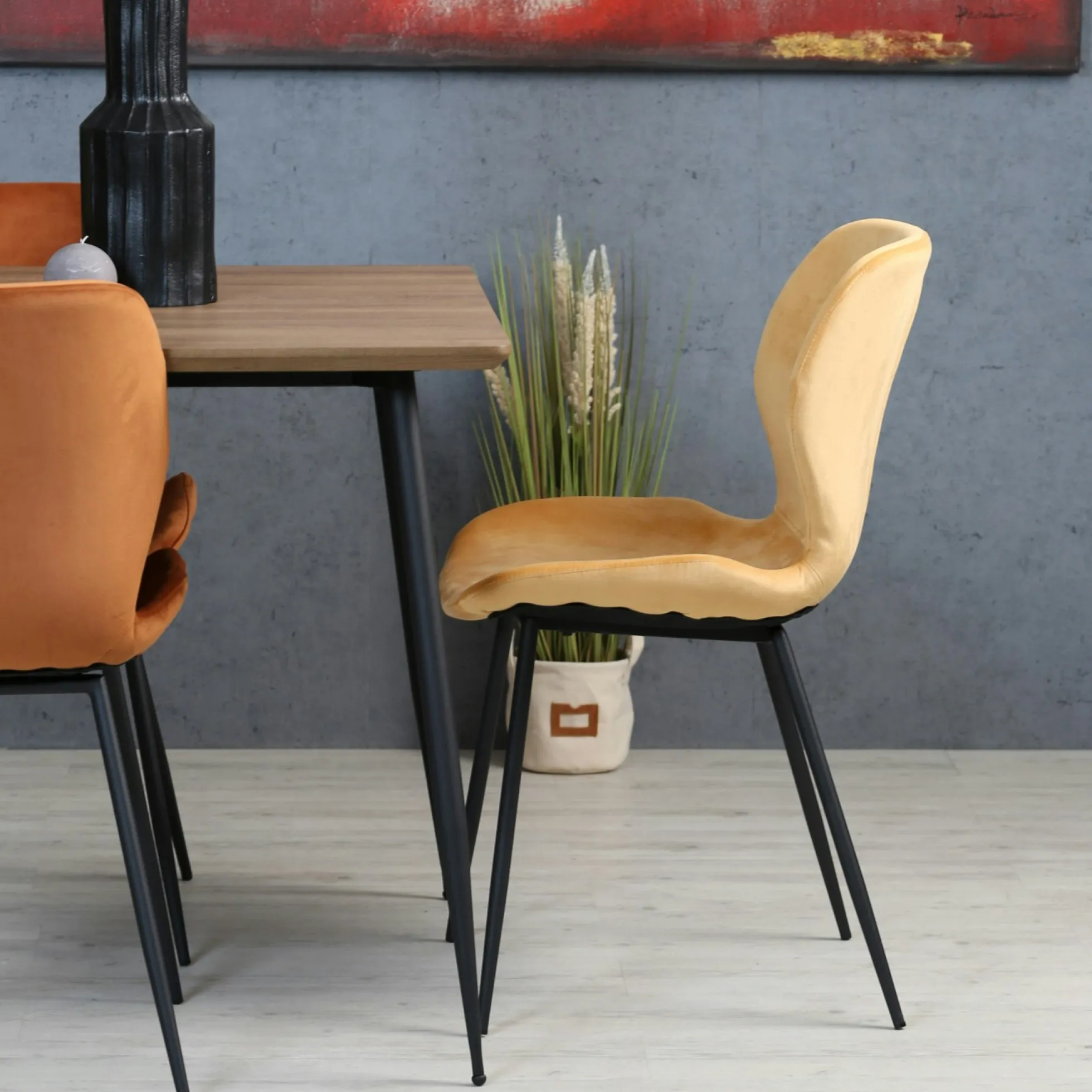 Chaise en velours jaune style moderne (lot de 2) MELBOURNE