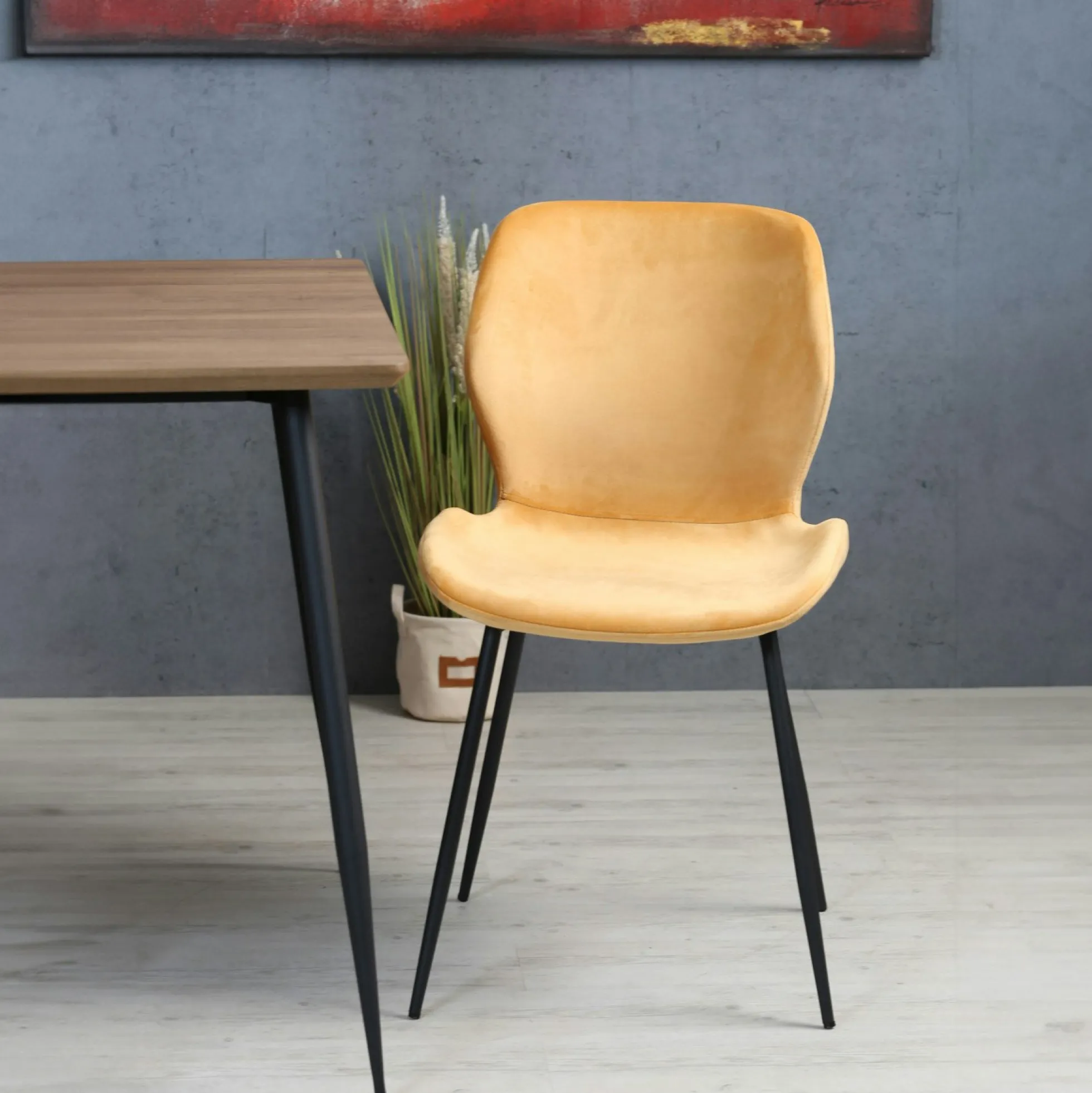 Chaise en velours jaune style moderne (lot de 2) MELBOURNE
