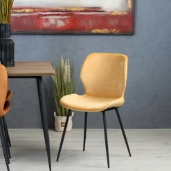 Chaise en velours jaune style moderne (lot de 2) MELBOURNE