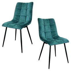 Chaise en velours lagon motif damier (lot de 2) PALERME