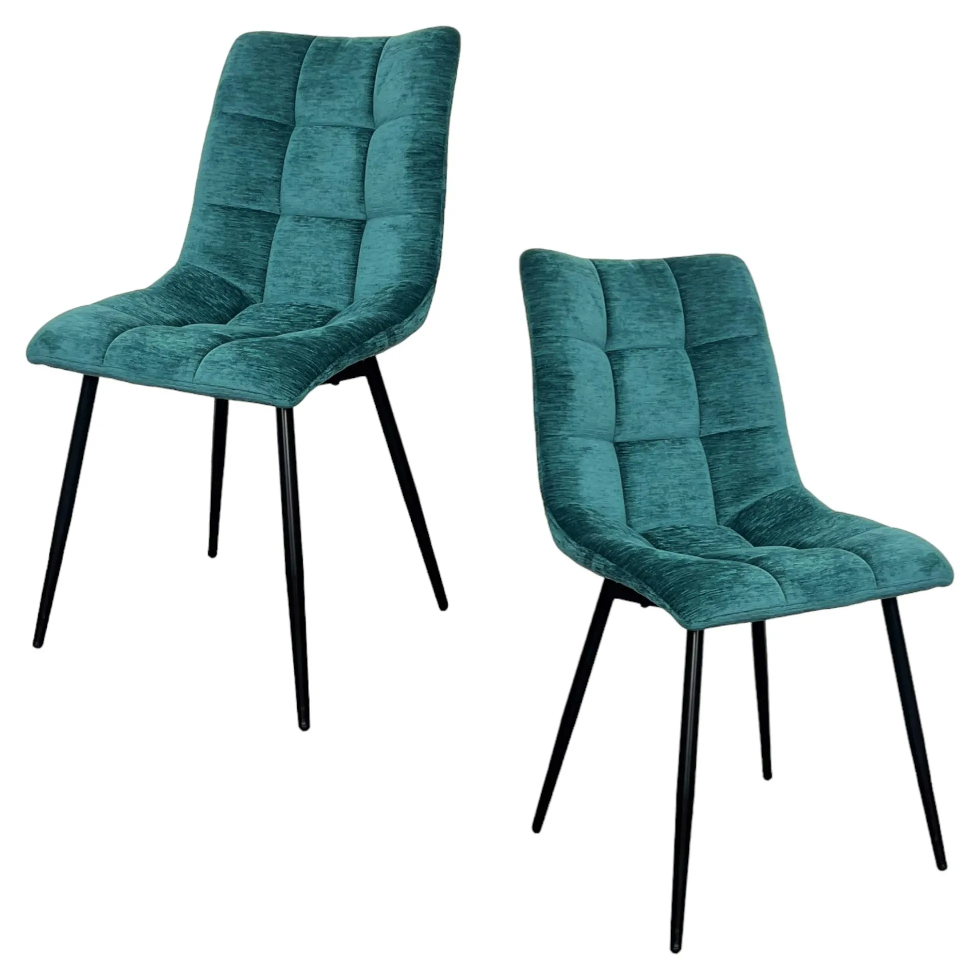 Chaise en velours lagon motif damier (lot de 2) PALERME