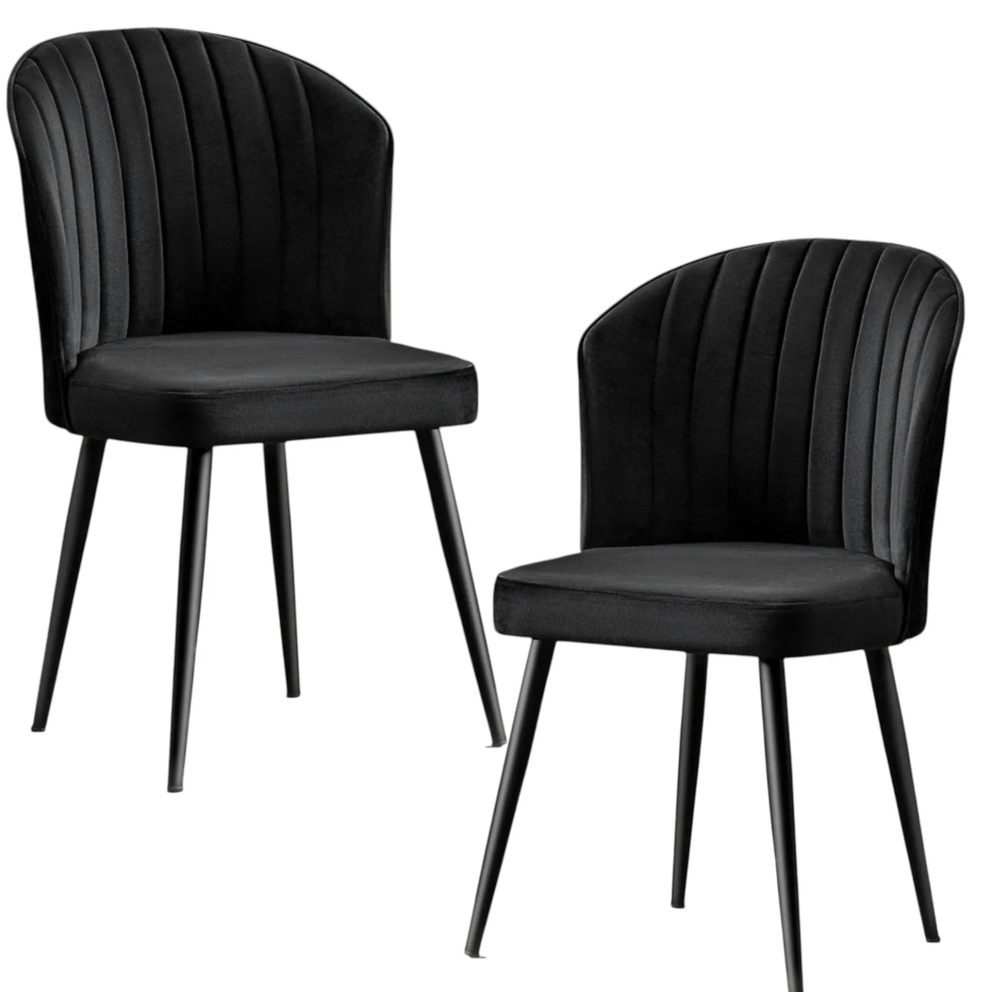 Chaise en velours noir - dossier enveloppant ROSARIO (Lot de 2)