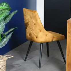 Chaise en velours ocre (lot de 2) MALMOE