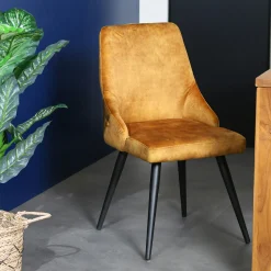 Chaise en velours ocre (lot de 2) MALMOE