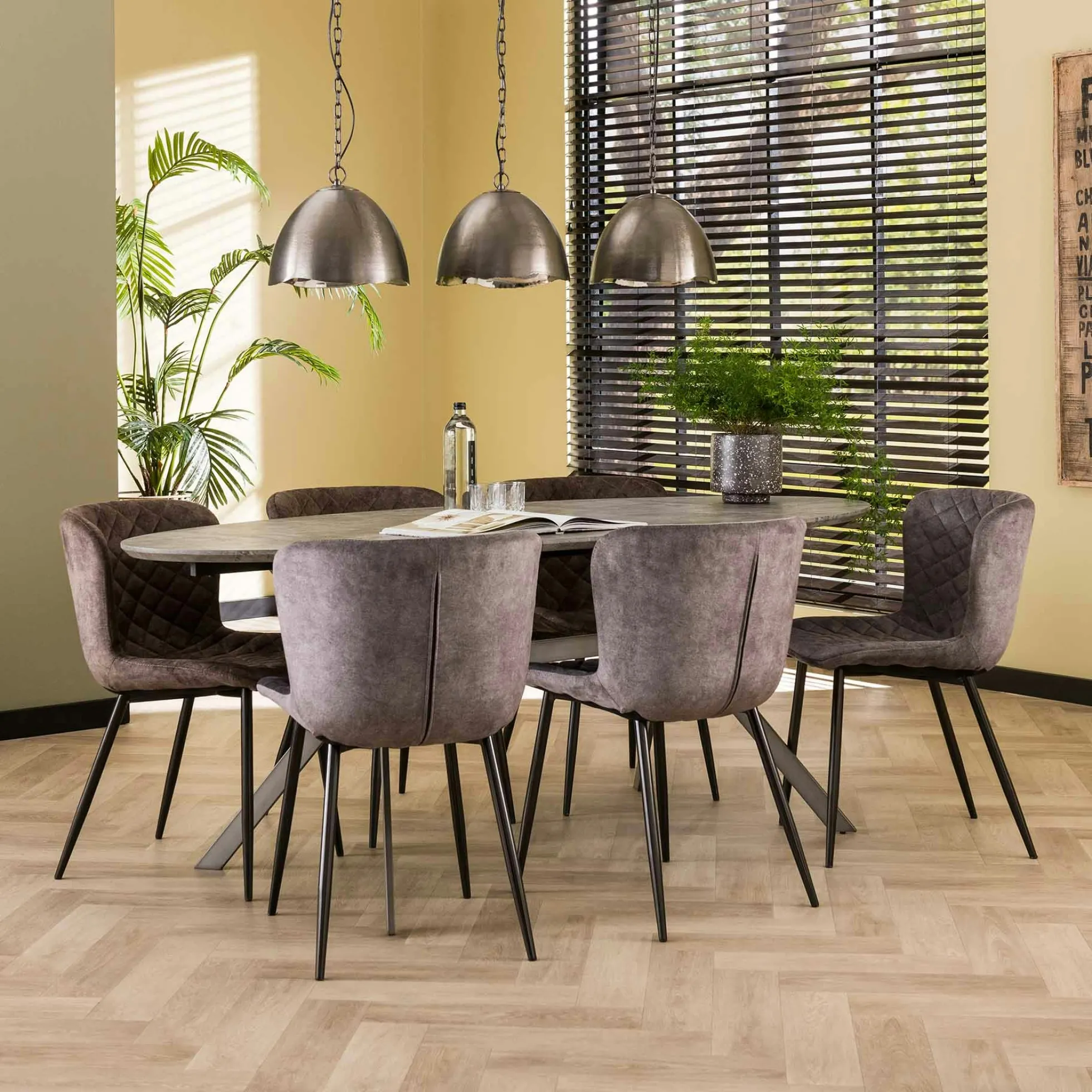 Chaise en velours piqué gris (lot de 2) MELBOURNE