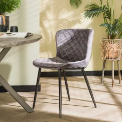 Chaise en velours piqué gris (lot de 2) MELBOURNE