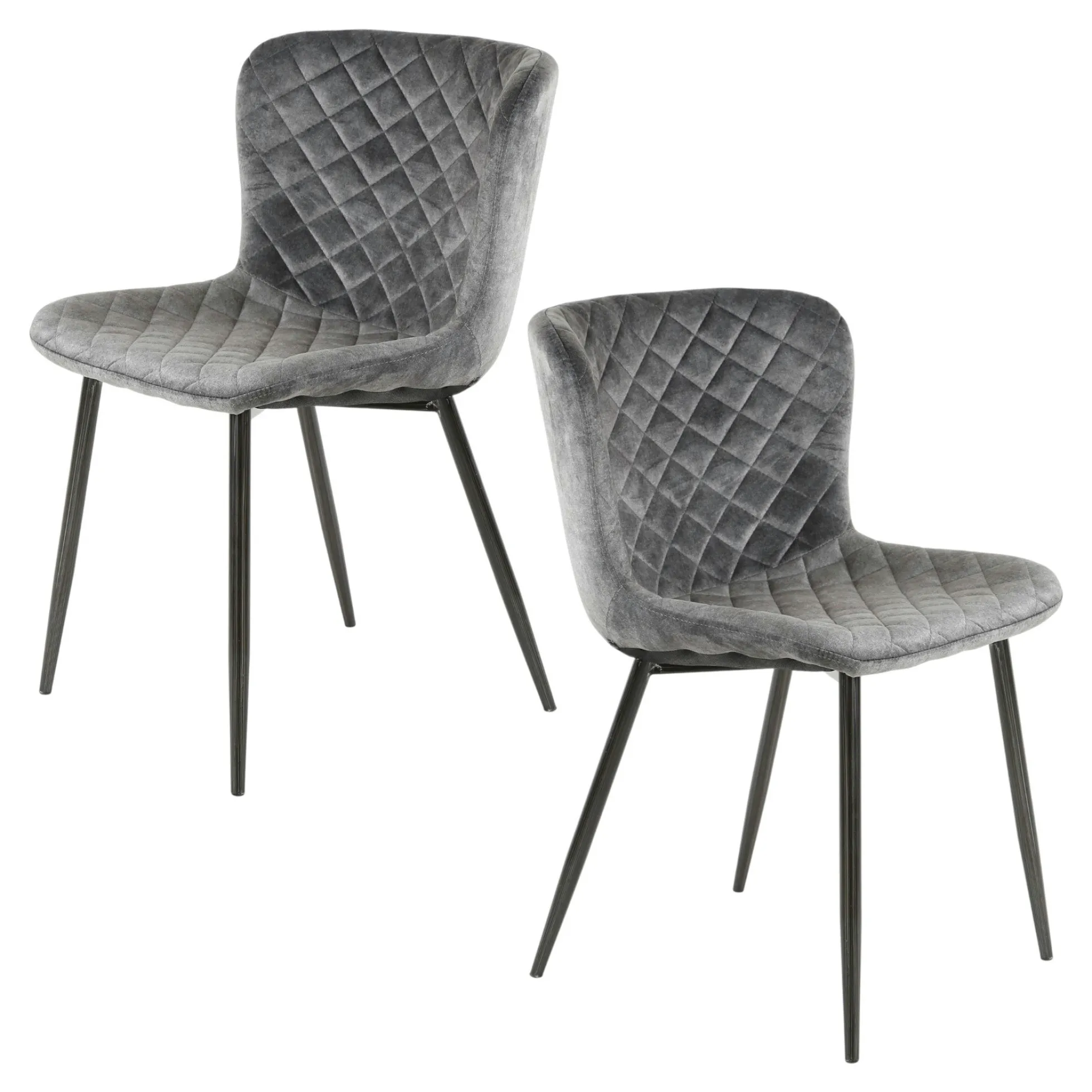 Chaise en velours piqué gris (lot de 2) MELBOURNE