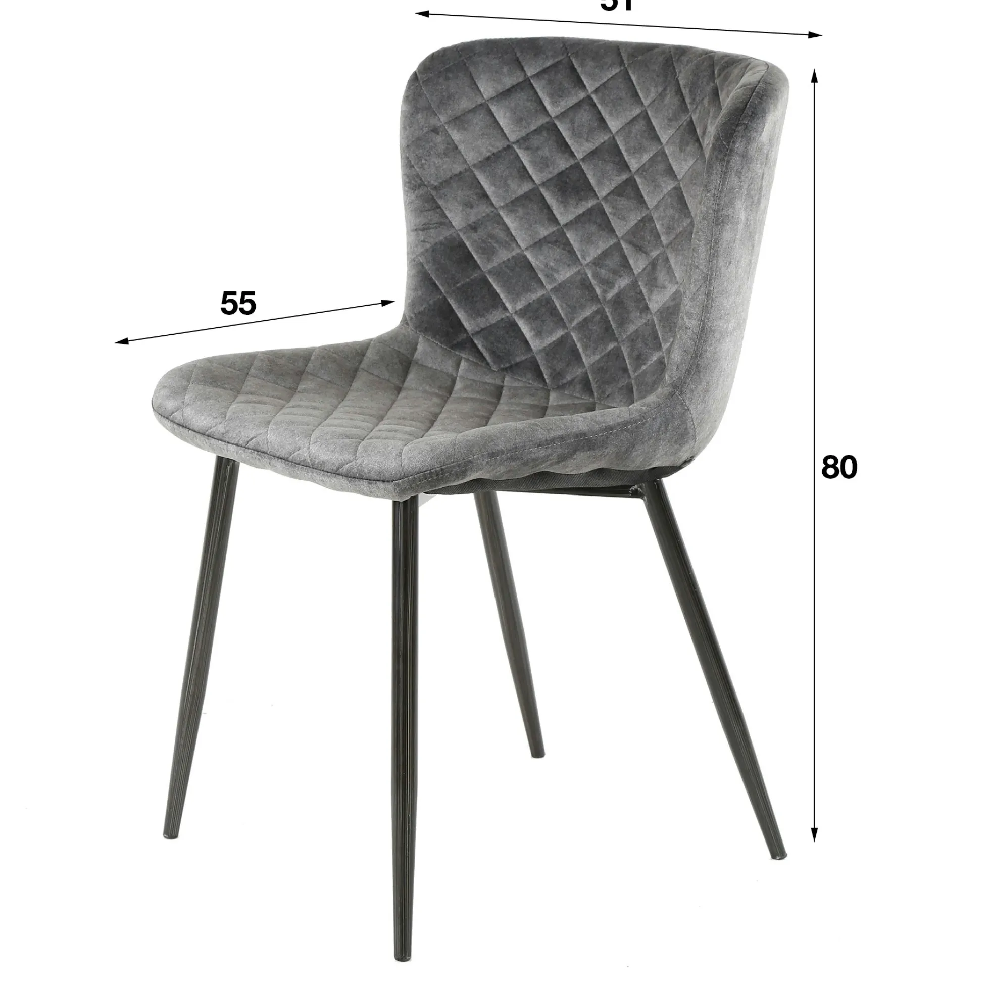 Chaise en velours piqué gris (lot de 2) MELBOURNE