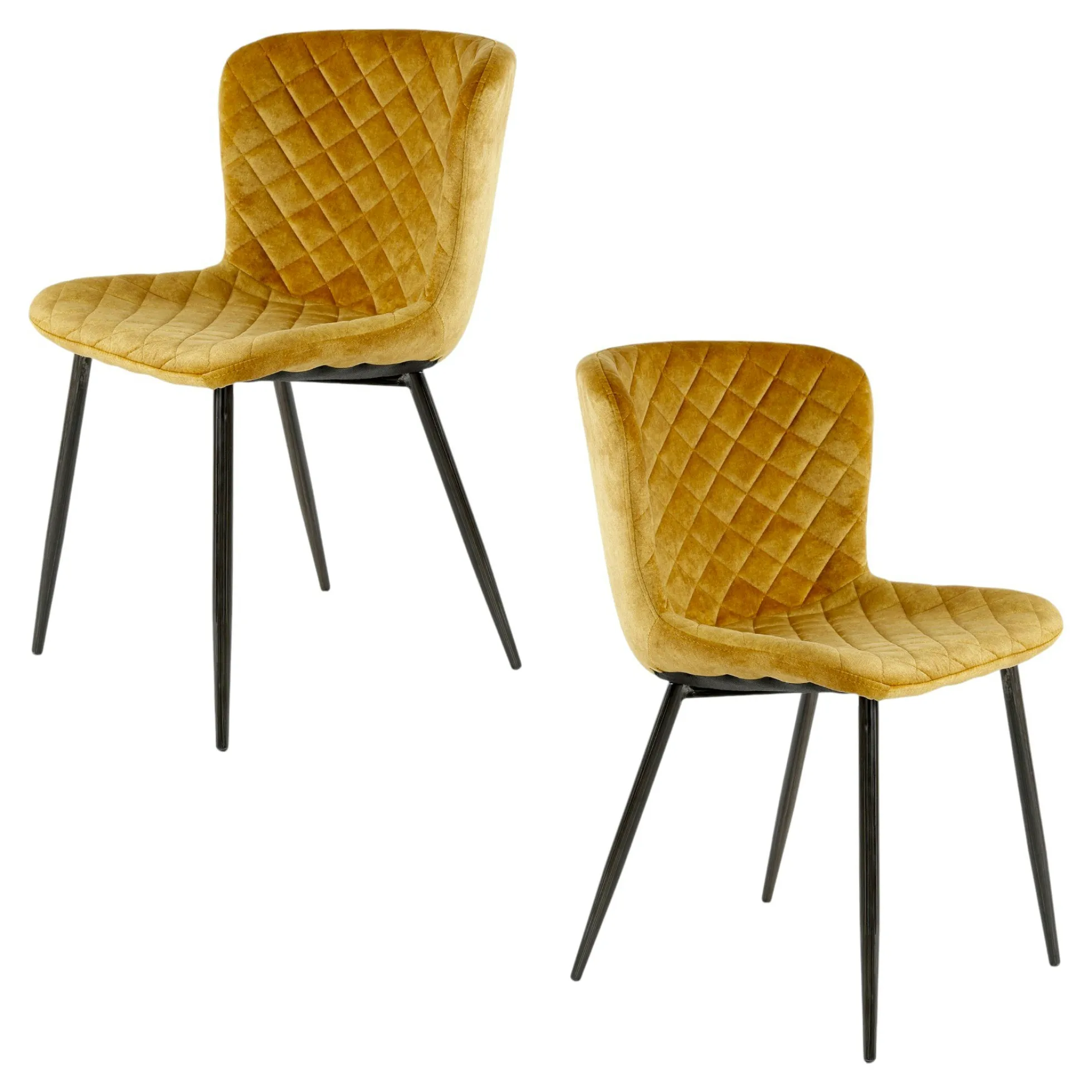 Chaise en velours piqué moutarde (lot de 2) MELBOURNE