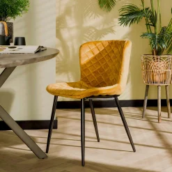 Chaise en velours piqué moutarde (lot de 2) MELBOURNE