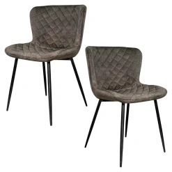 Chaise en velours piqué taupe (lot de 2) MELBOURNE
