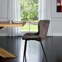 Chaise en velours piqué taupe (lot de 2) MELBOURNE