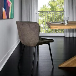 Chaise en velours piqué taupe (lot de 2) MELBOURNE