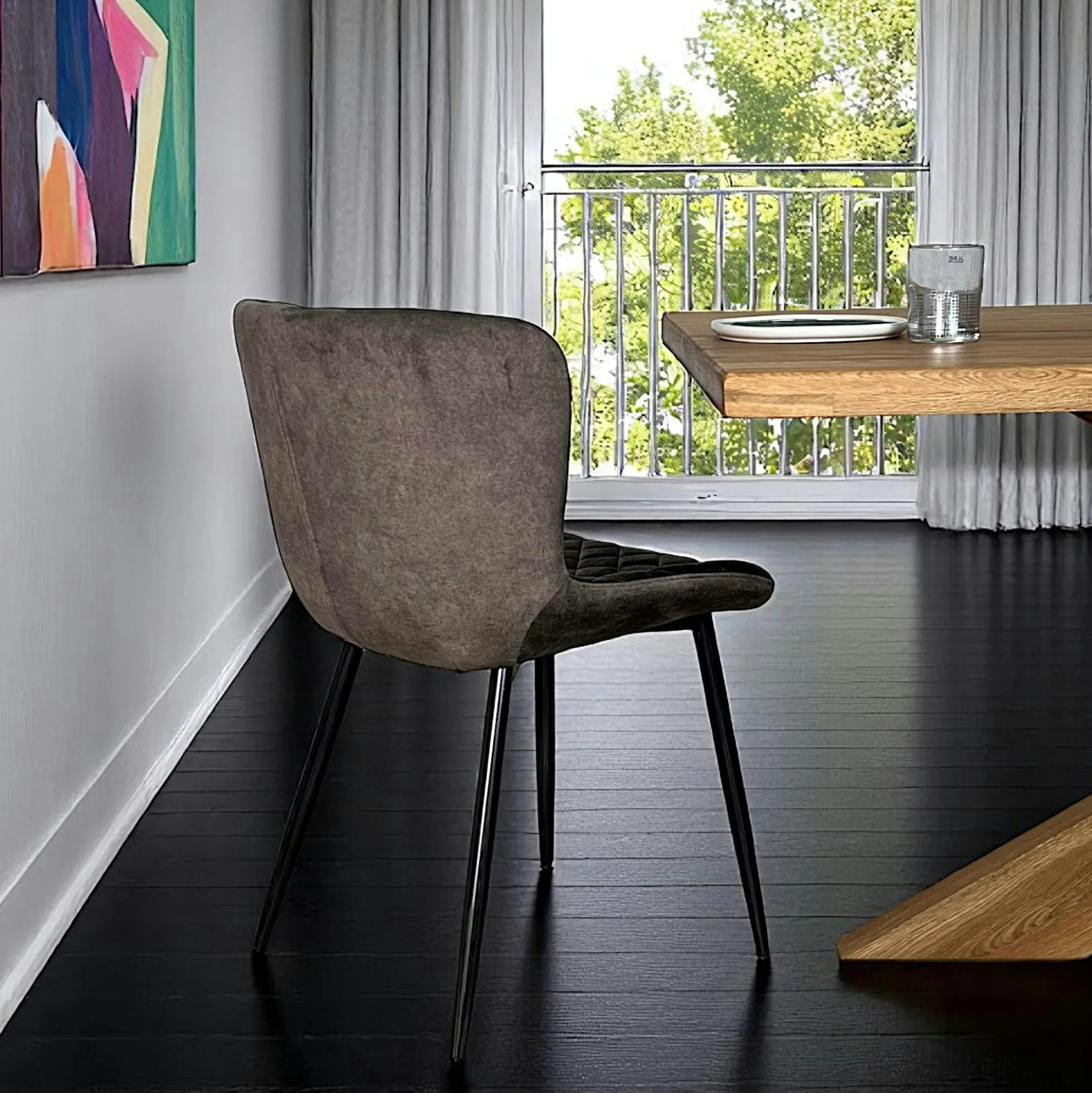 Chaise en velours piqué taupe (lot de 2) MELBOURNE