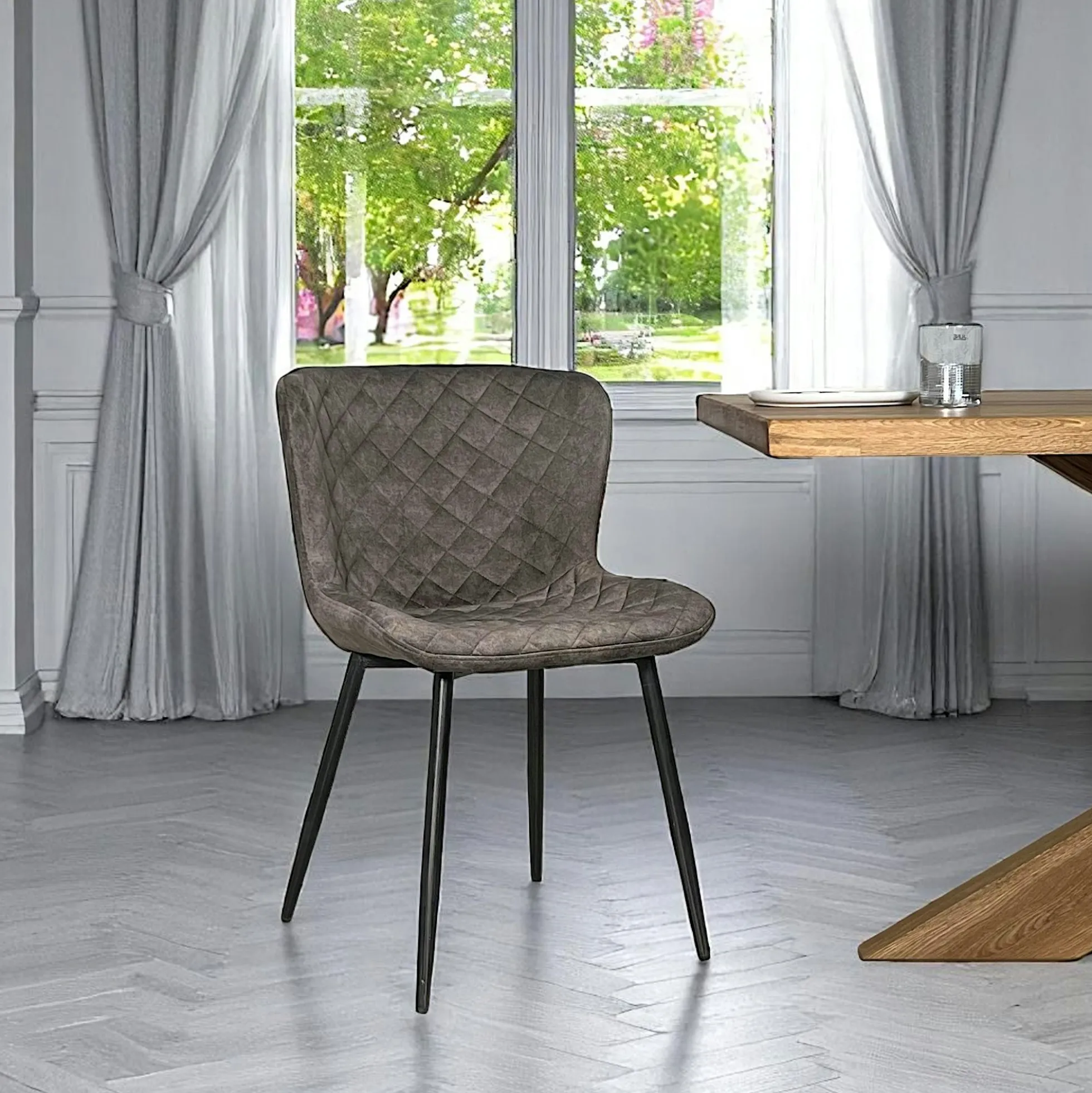 Chaise en velours piqué taupe (lot de 2) MELBOURNE