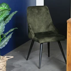 Chaise en velours vert kaki (lot de 2) MALMOE