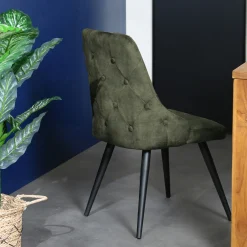 Chaise en velours vert kaki (lot de 2) MALMOE