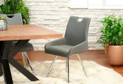 Chaise fauteuil anthracite avec poignée (lot de 2) HELSINKI
