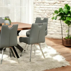 Chaise fauteuil anthracite avec poignée (lot de 2) HELSINKI