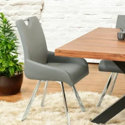 Chaise fauteuil anthracite avec poignée (lot de 2) HELSINKI