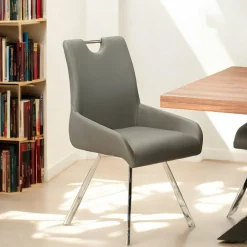 Chaise fauteuil anthracite avec poignée (lot de 2) HELSINKI
