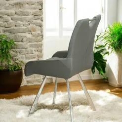 Chaise fauteuil anthracite avec poignée (lot de 2) HELSINKI