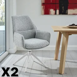 Chaise gris chiné pivotante à accoudoirs (lot de 2) CORTINA