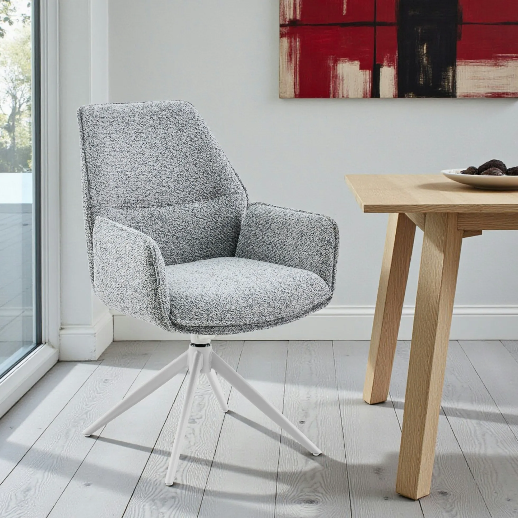Chaise gris chiné pivotante à accoudoirs (lot de 2) CORTINA