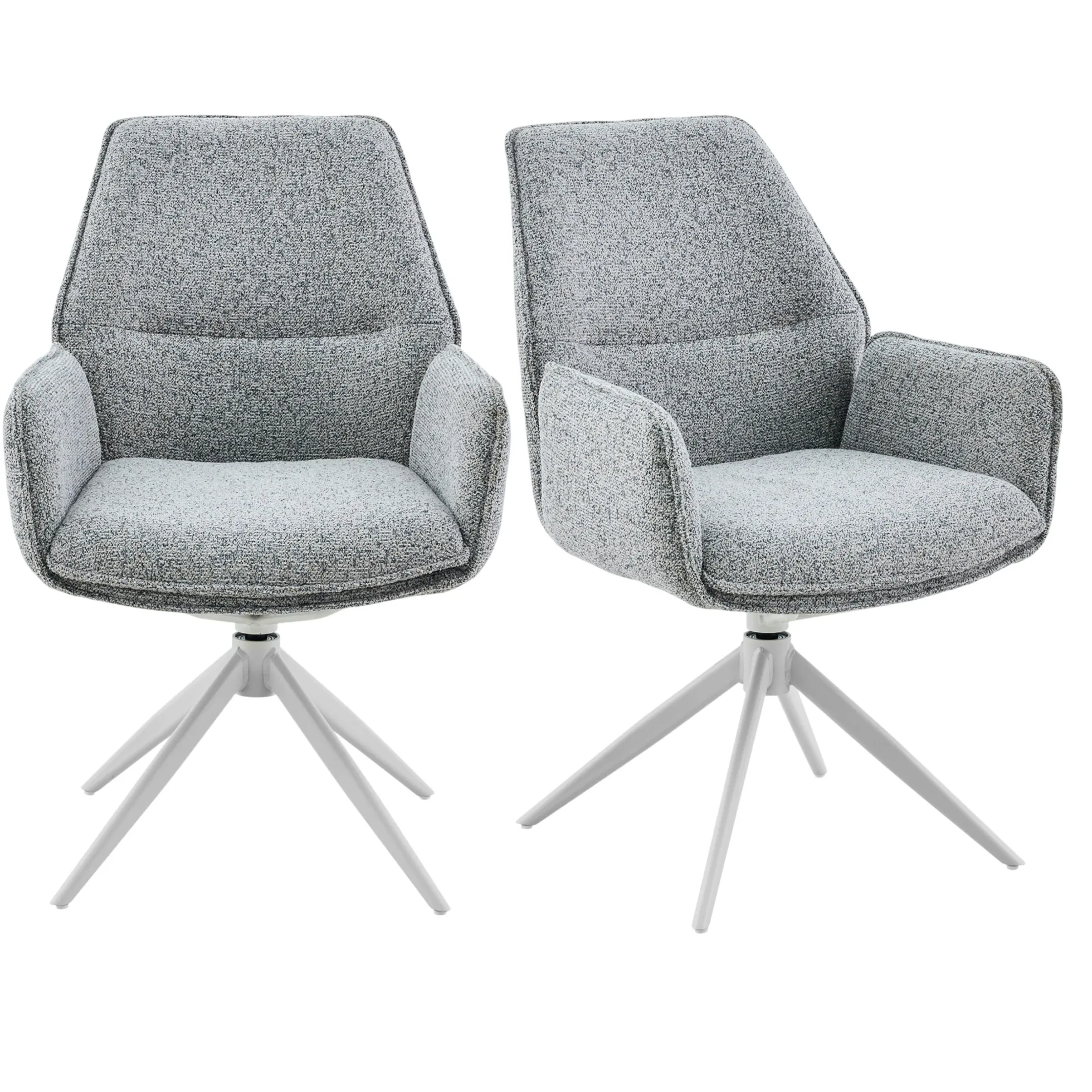 Chaise gris chiné pivotante à accoudoirs (lot de 2) CORTINA