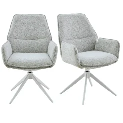 Chaise gris clair chiné pivotante à accoudoirs (lot de 2) CORTINA