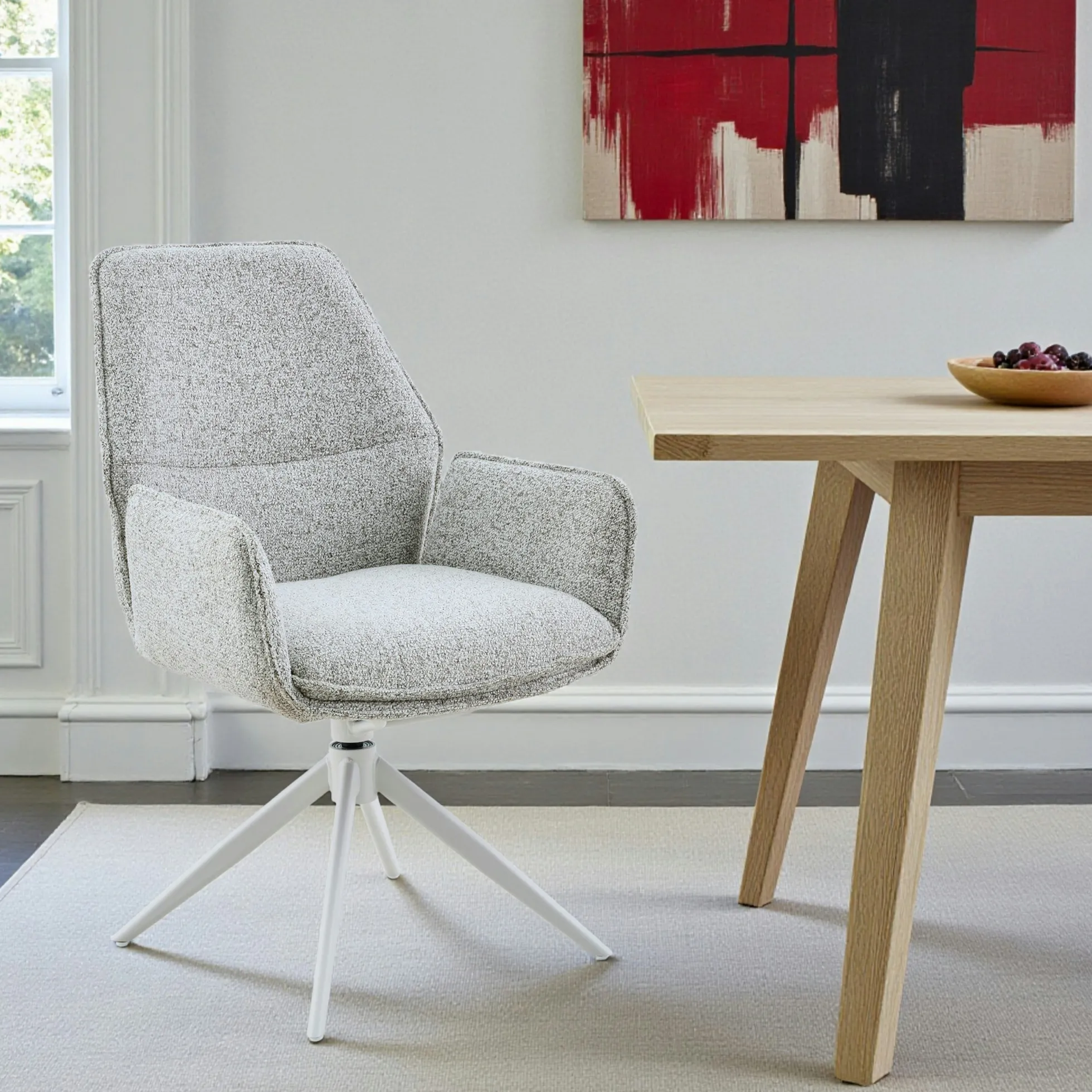 Chaise gris clair chiné pivotante à accoudoirs (lot de 2) CORTINA